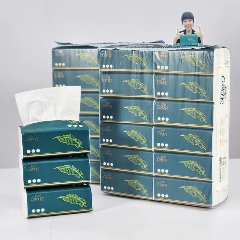 2bịch (12x2)giấy rút cao cấp caitong lá cực dại mềm thấm nước dày hơn nhiều giấy hơn Giấy Vệ Sinh