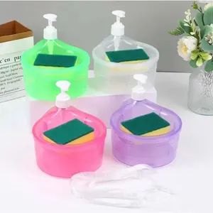 Dispenser Tempat Sabun Cuci Piring 2in1 Bentuk Bulat Soap Pump Bonus Sponge Wadah Sabun