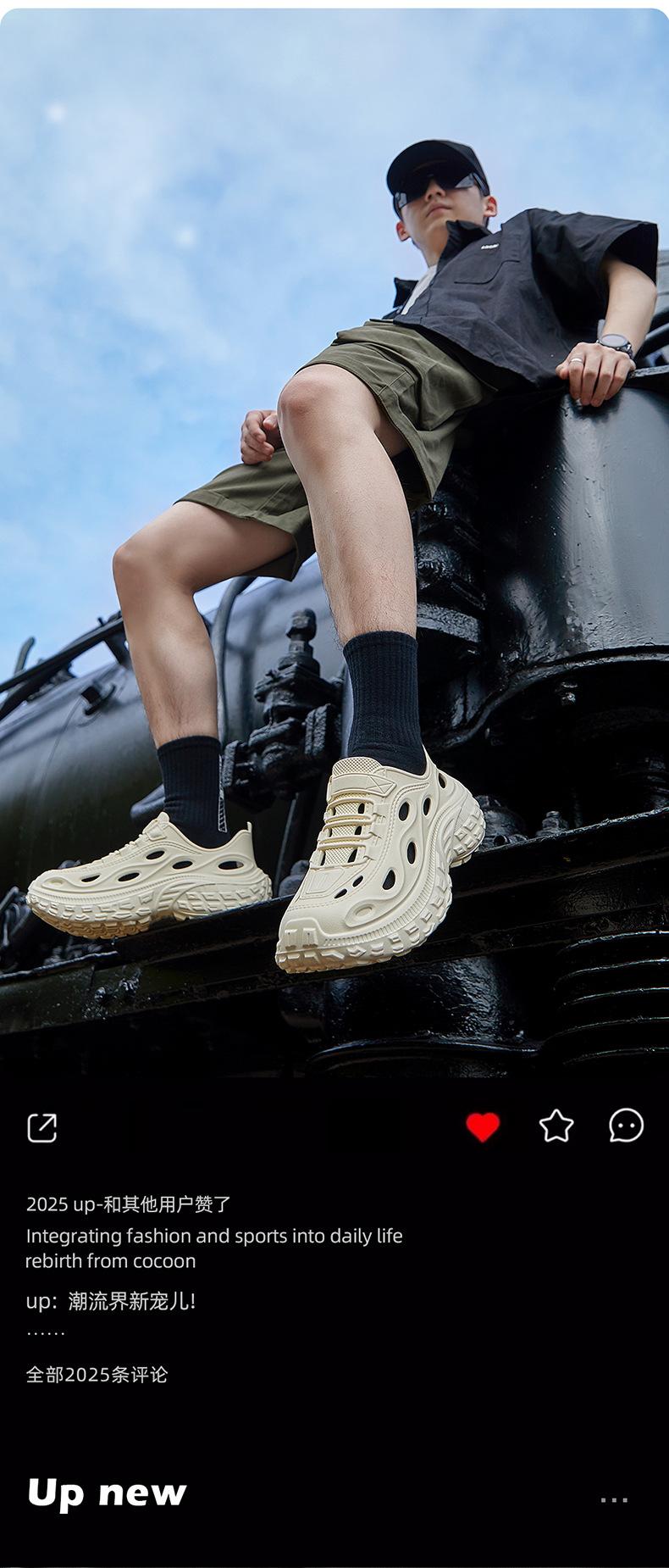 Product Introduction of Stepping on Poop Feeling Hole Shoes for Men, Summer Outdoor Sports Closed Heel Slippers, Thick Sole Non-Slip Beach Sandals Wholesale 30