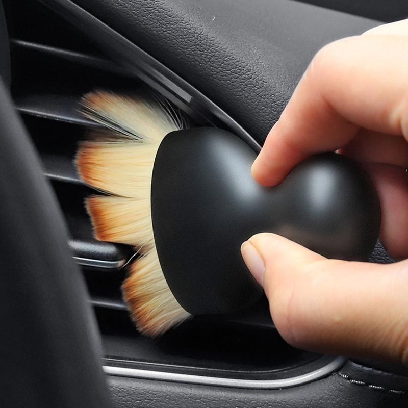 Chổi quét mini đầu cong sợi lông mềm dùng vệ sinh bụi bẩn nội thất ô tô, bảng điều khiển, cửa thoát khí, có nắp bảo vệ 2