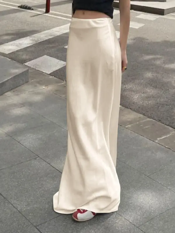 Women's Solid Color Skirt, Elegant Fashion   Skirt for Party Dating Wear, Ladies Bottoms for All Seasons 0