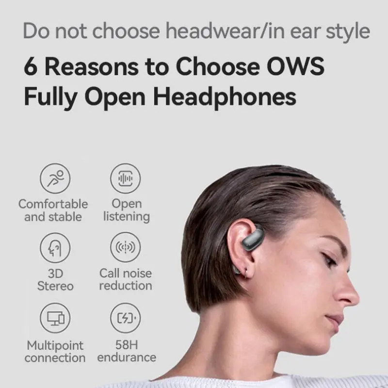 MINISO X28 Wireless Open-ear Design Earphone, Long Standby Earbuds, Low Latency Game Headset, Compatible with iOS & Android 6