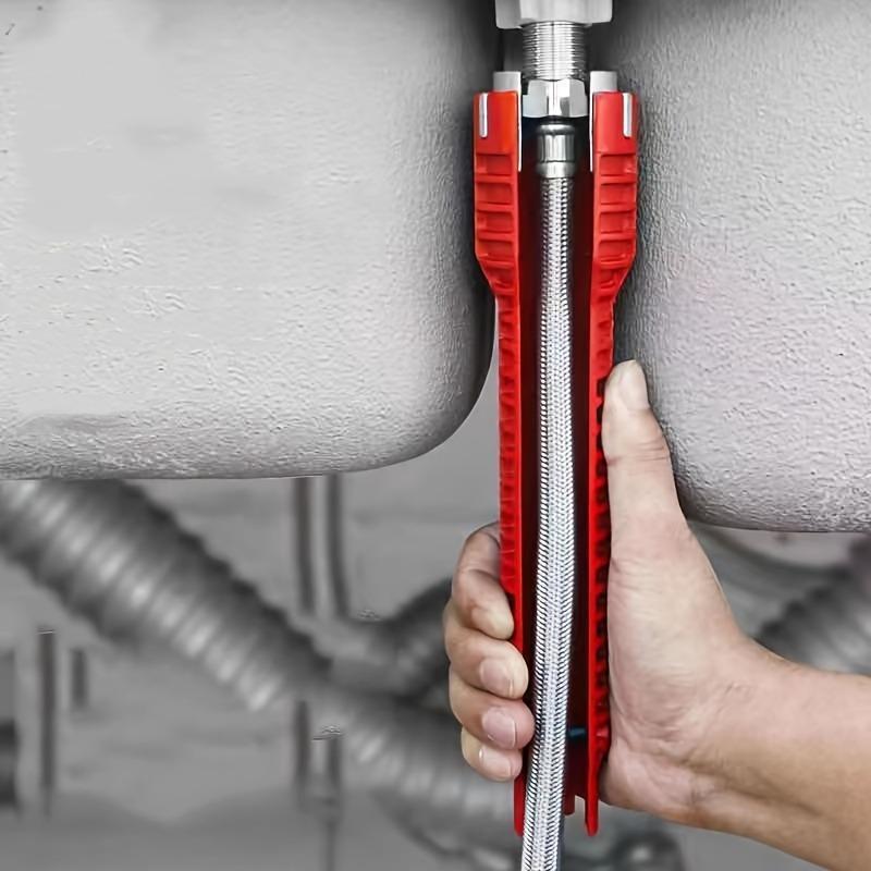 8 in 1 Multifunctional Water Tank Wrench, Multipurpose Bathroom Sink Wrench, Durable Wrench with Rubber Handle, Bathroom Installation & Repair Tool, Hardware 0