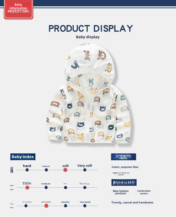 Product Introduction of เสื้อผ้า กันแดด สำหรับเด็ก สไตล์เสื้อโค้ท สำหรับเด็กชายและเด็กหญิง กันลม ใช้กลางแจ้ง ระบายอากาศ น้ำหนักเบา เหมาะสำหรับฤดูร้อน มาใหม่ แจ็คเก็ต 1