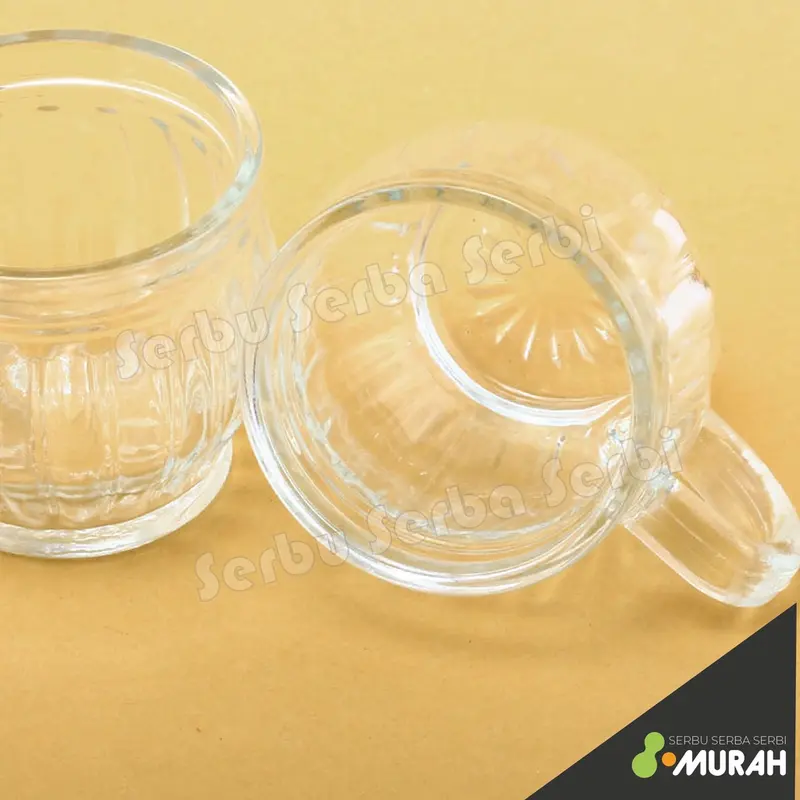SERBU MURAH - SET 6 PCS - Gelas Sloki Cangkir GAGANG EMBOSS ELEGANT - Gelas kaca - Gelas Beling - Elegan - Gelas Cantik - Termurah Terlaris PROMO DISKON 3