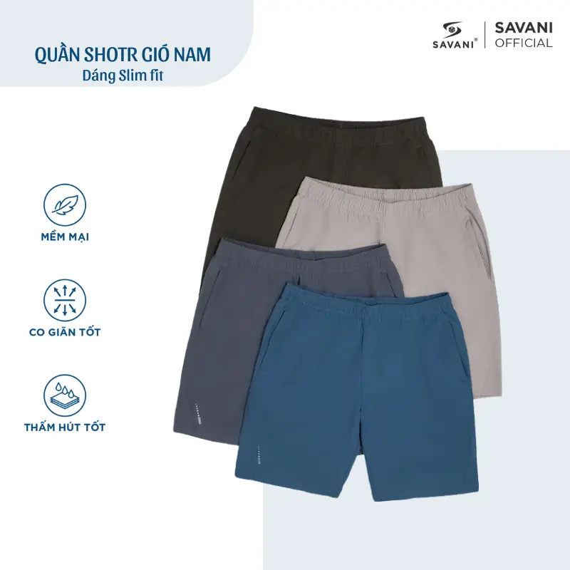 Quần Đùi Nam SAVANI Vải Gió Thể Thao Cạp Chun Mềm Mại, Co Giãn Vận Động Thoải Mái, Quần Short Nam Mặc Ở Nhà MSG026S4
