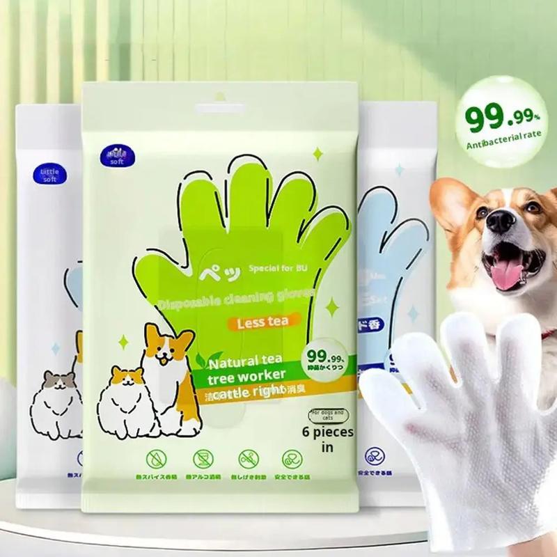 Product Introduction of NEW High-end 1 Bag/6PCS Pet Wash Free Cleaning Gloves Pet Disposable Cleaning Gloves Stain Remover Dry Cleaning Wet Wipes For CAT DOG 23