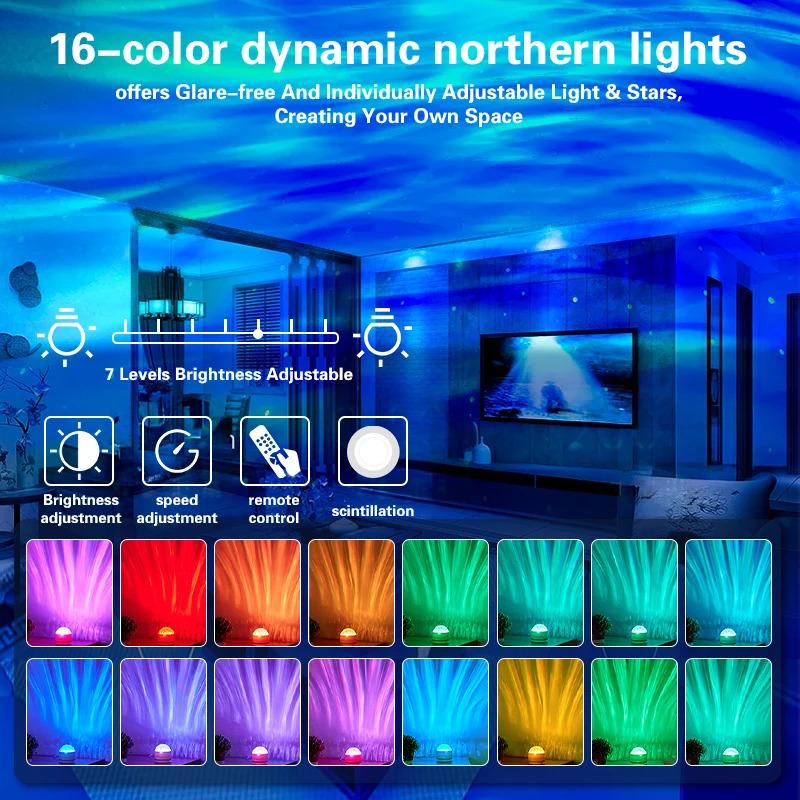 Đèn Ngủ Chiếu Hình RGB, Đèn Máy Chiếu Sóng, Đèn Nước Dần, Có Điều Khiển Từ Xa, Thích Hợp Cho Gia Đình, Phòng, Tiệc Tùng, Trang Trí Giáng Sinh, Ánh Sáng 1
