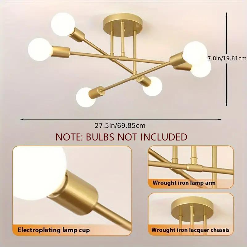 Modern Minimalist 6-head Ceiling Light, Creative Home Decorative Light Compatible with E26/E27 Bulbs, Fashionable Ceiling Lights for Bedroom & Living Space 1