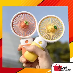 BISA COD Ki5780 Kipas Angin Genggam Bentuk Buah / Kipas Angin Tangan Bahan Silikon/ Kipas Lipat Plastik Panjang