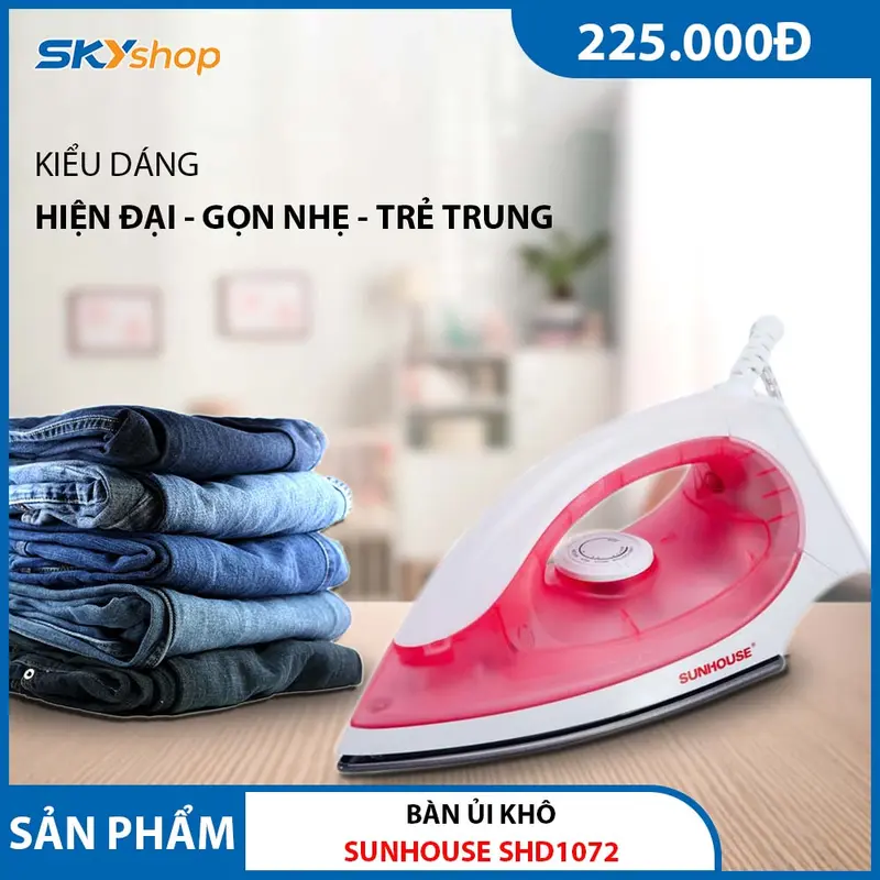 Bàn ủi khô SUNHOUSE SHD1072 - Nhiệt độ linh hoạt cho từng loại vải 0