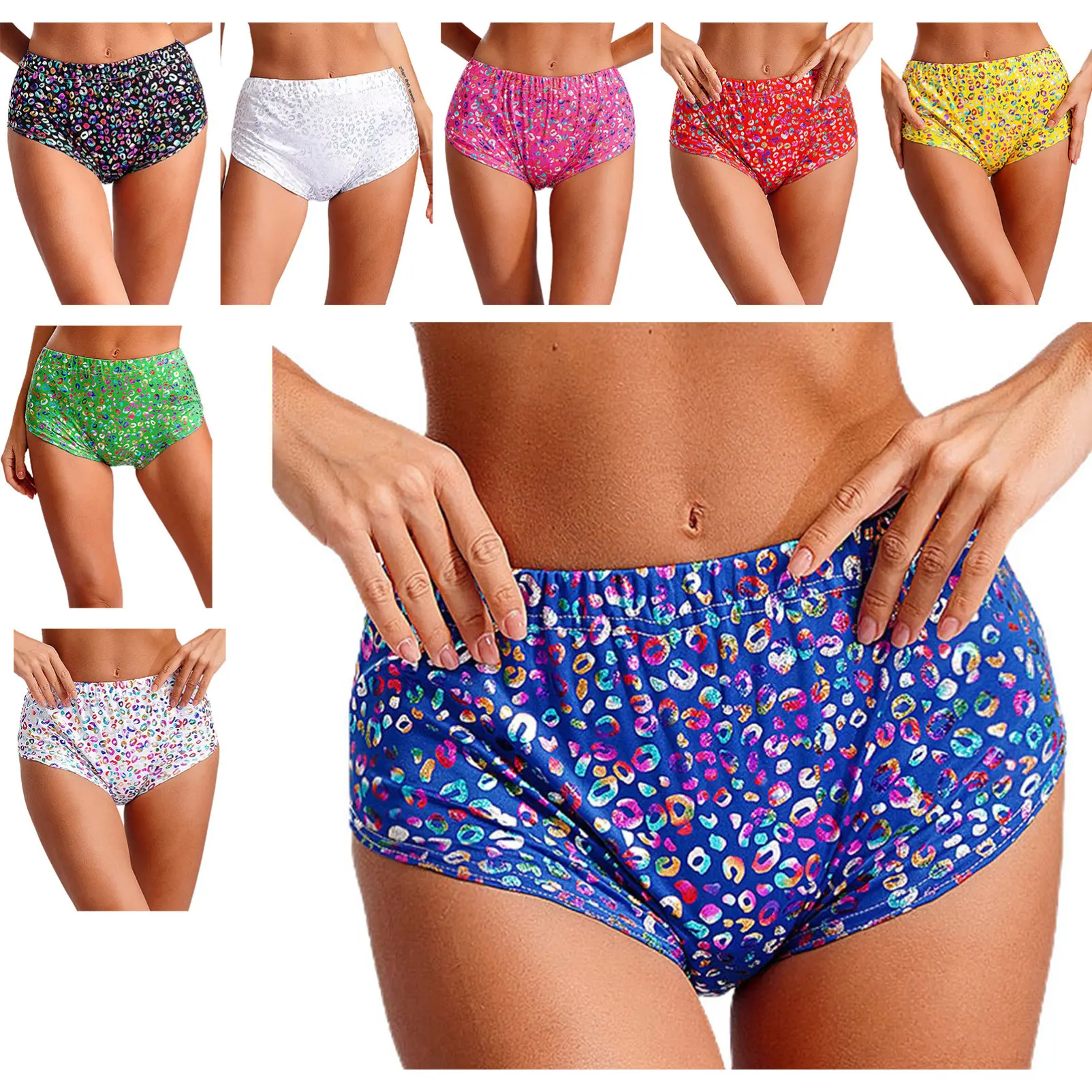 CHICTRY  Women Shiny Leopard Print Hot Pants Fashion Minipants Modern Dance Shorts Jazz Dance Shorts