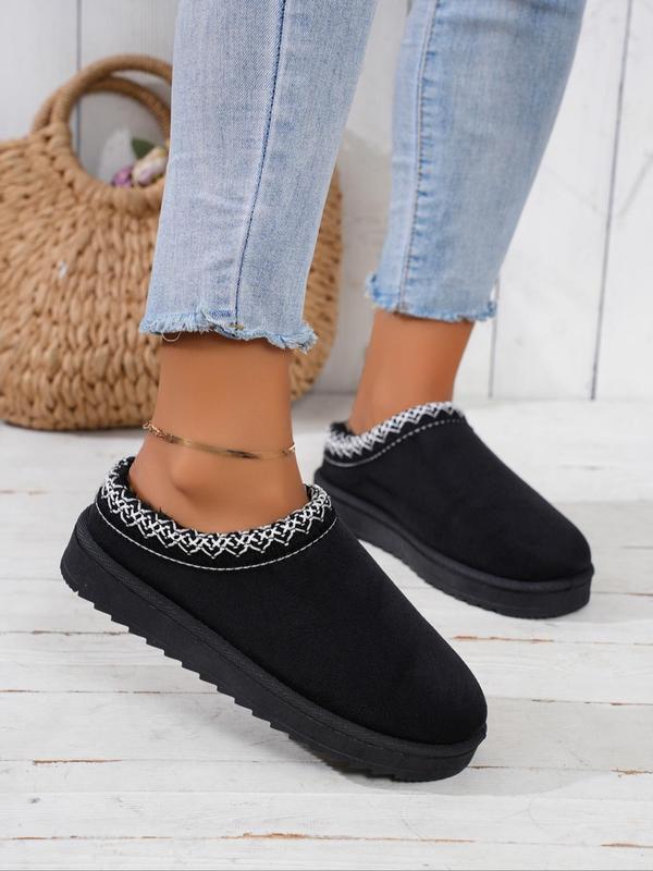 Women's Solid Color Plush Lined Slippers, Casual Soft Comfortable Non-slip Home Slippers, Warm Slippers for Indoor & Outdoor Use for Fall & Winter 8