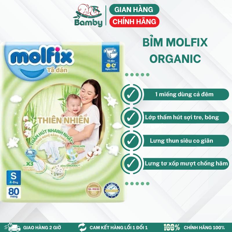 Bỉm molfix Dán Thiên nhiên NB70/S80/M76/L68/XL62/XXL56/S54/M52/L46