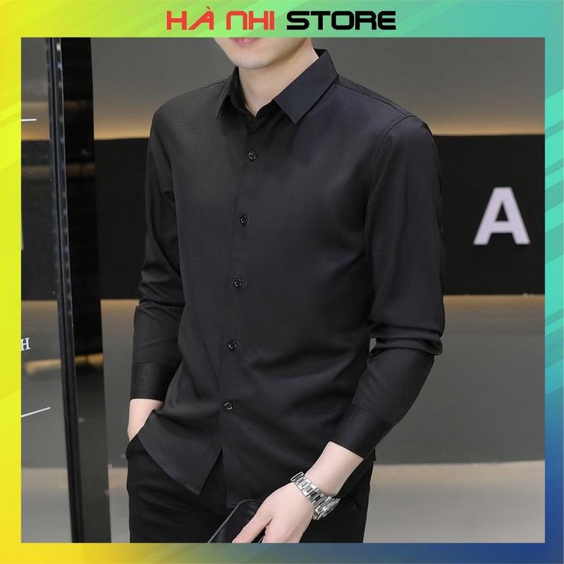 Áo sơ mi nam tay dài ,chất liệu lụa trơn mềm mịn xịn,form ôm - Hà Nhi Store Menswear Shirt
