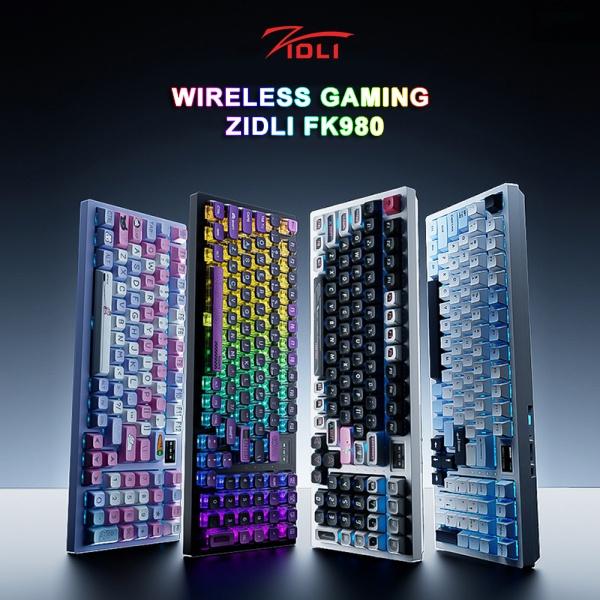 Bàn phím cơ không dây Wireless Gaming Zidli FK980 chuyên chơi game - Hàng chính hãng