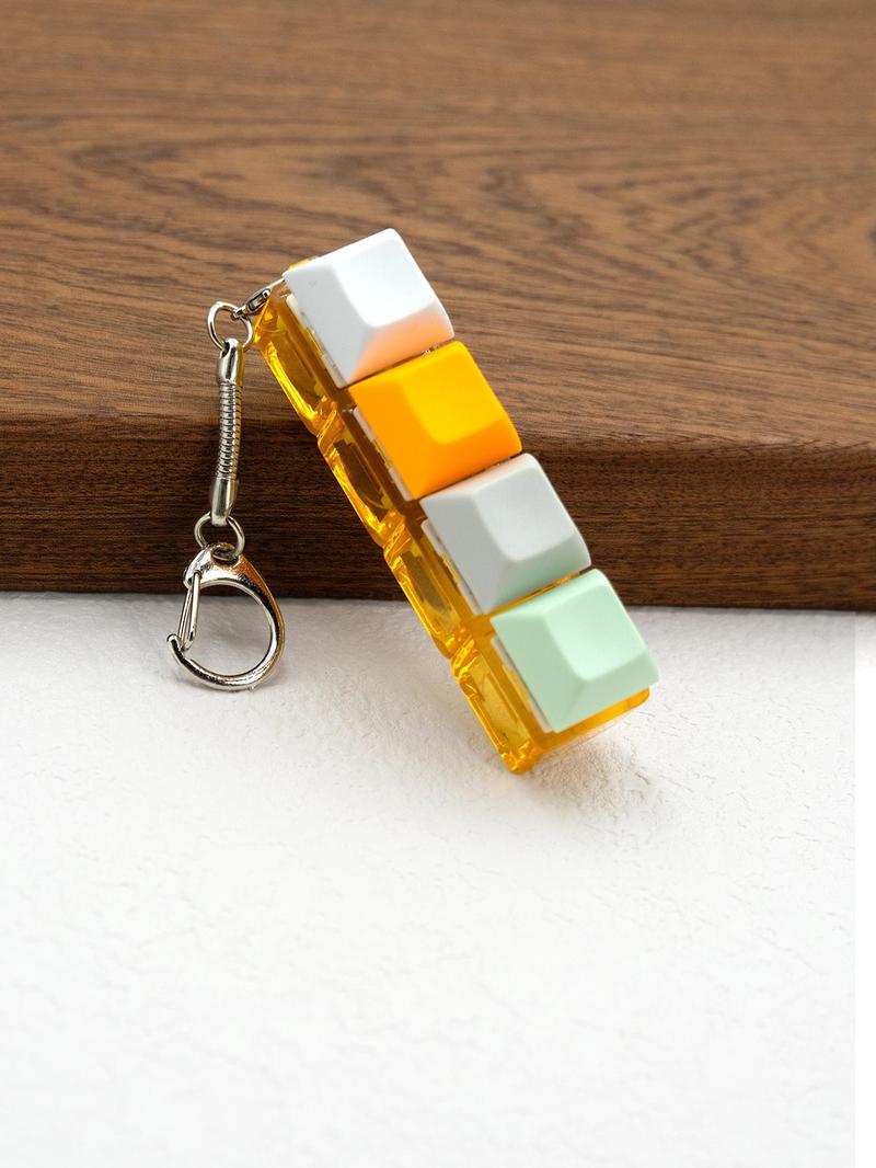 Product Introduction of Fun Keycap Keyboard Keychain As Summer Outfits 2024, Punk Style Keyboard 4 Keys Toy Keychain for Women & Men, Summer Fashion Accessories for Daily Use for Decompression Gift 2
