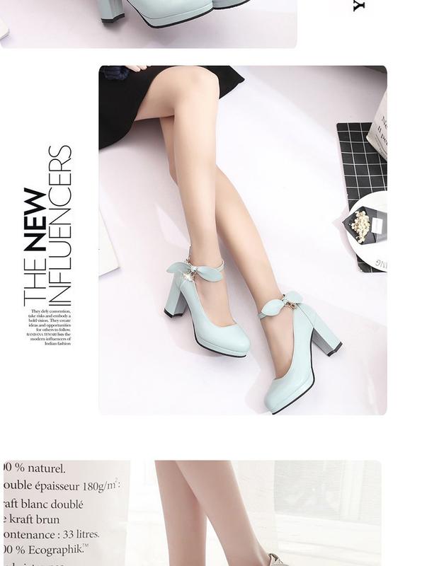 Product Introduction of Spring 2024 New Korean Style Sweet Low-Cut Pumps Women's Mid Heel Chunky Very High Heel Shoes with Buckle All-Matching Women's Fashion Shoes 13
