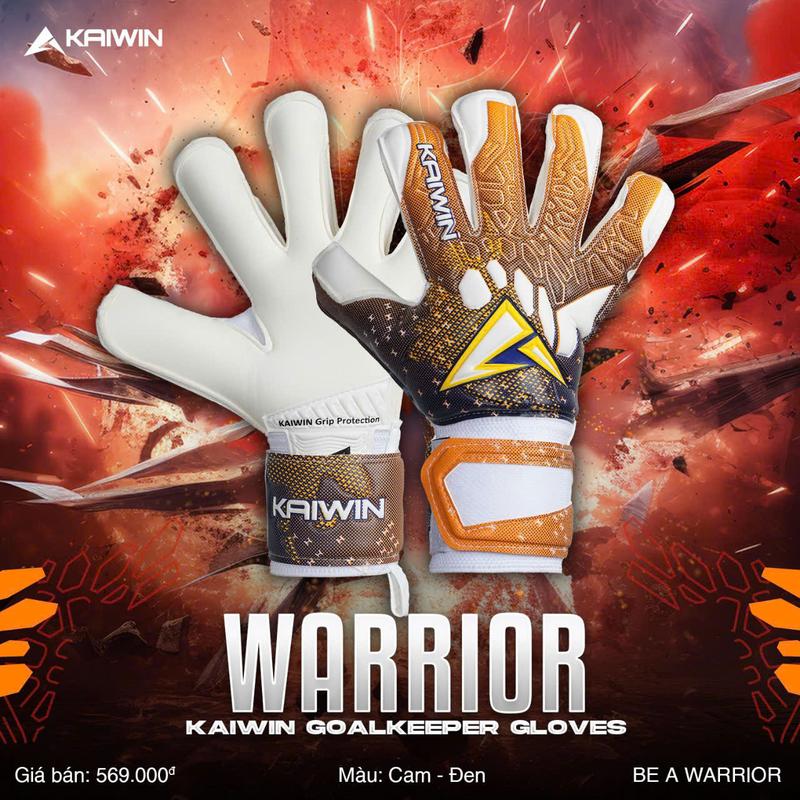 Găng tay thủ môn Kaiwin WARRIOR - Mút Latex Grippy từ Đức dày 4mm