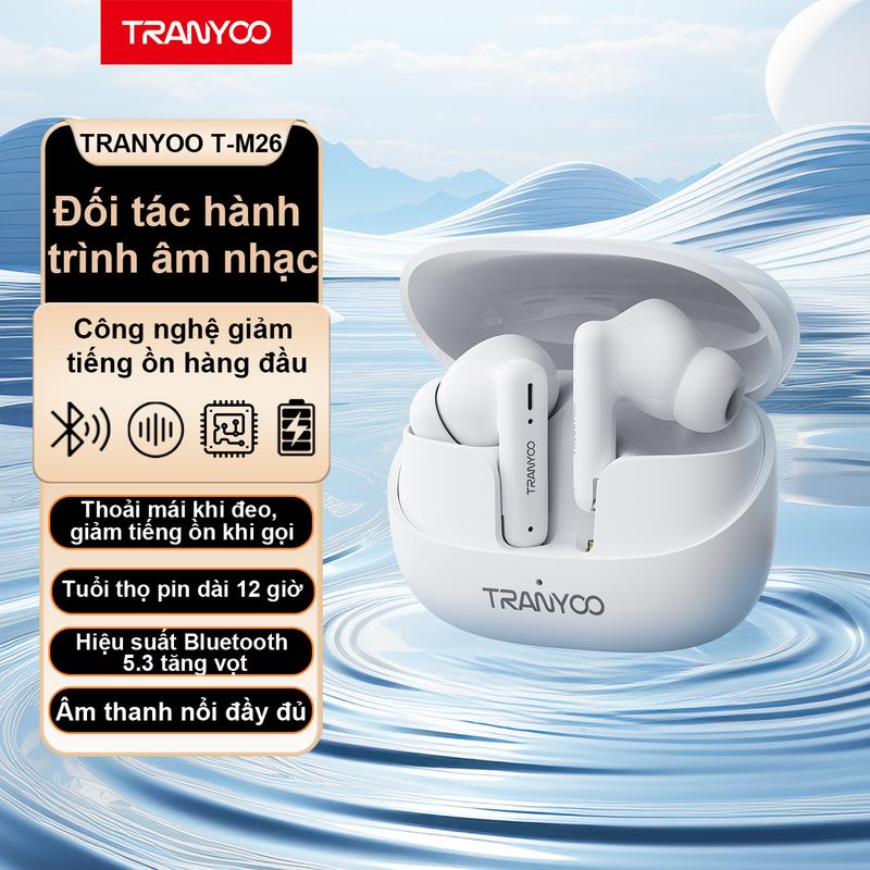 TRANYOO Tai Nghe TRANYOO T-M26 Bluetooth 5.3 Khử Tiếng Ồn Thông Minh Chức Năng Nghe Gọi Chơi Game