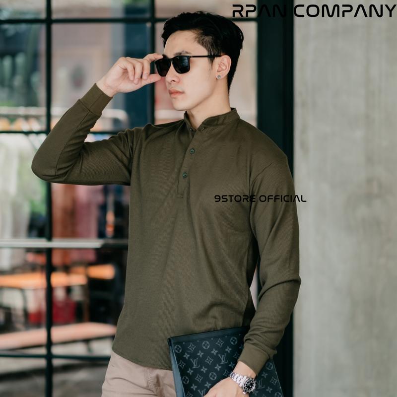Tshirt Henley Waffle Long sleeve Original / Baju Waffle Tangan Panjang Kancing / Crewneck Waffle Button. 6