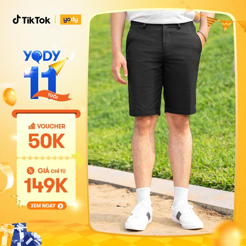 YODY Quần Short Nam Ống Đứng Gấu Lơ Vê QSM5047