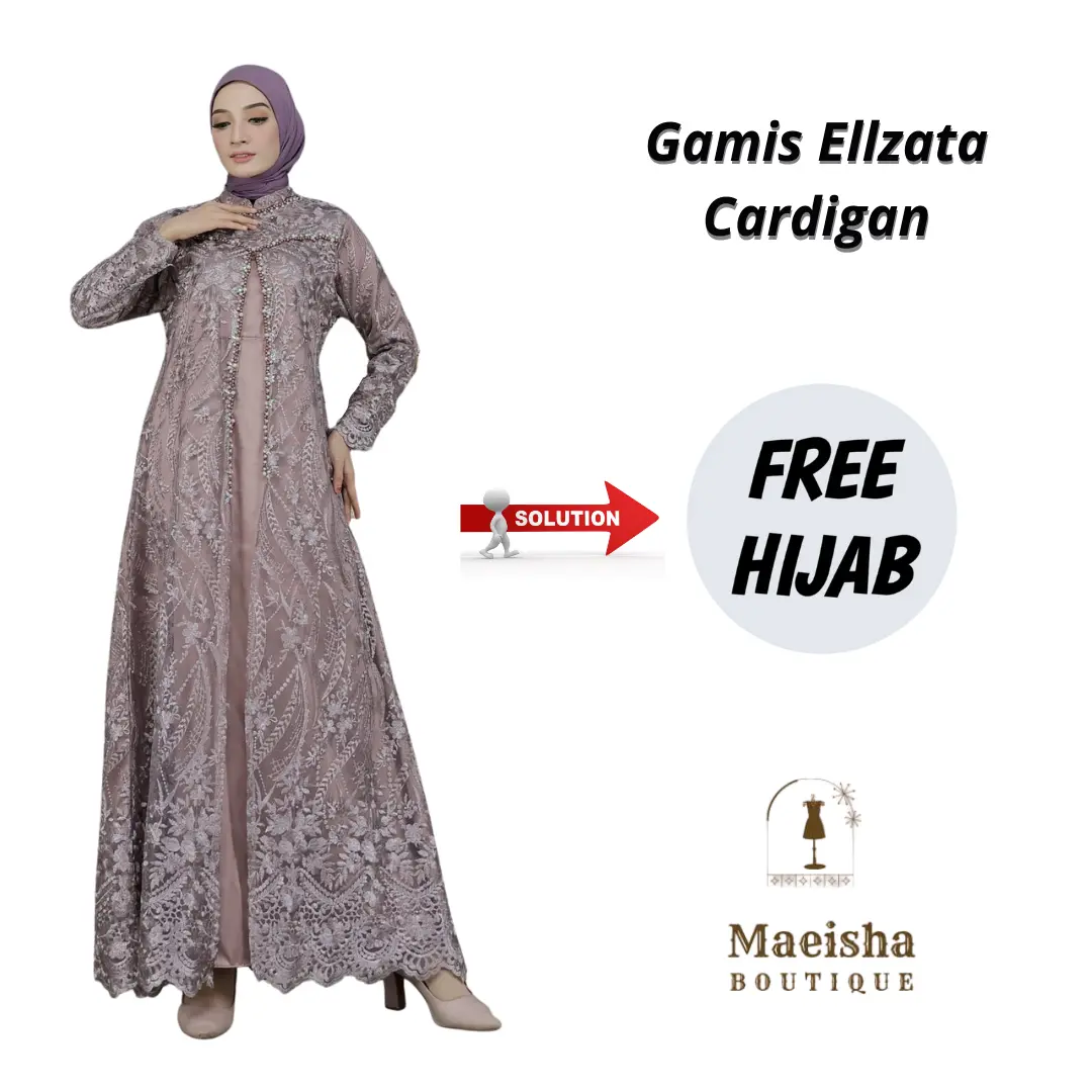Gamis Ellzata Cardigan Free Hijab - Gamis Pesta - Gamis Wanita Terbaru - Dress Kondangan