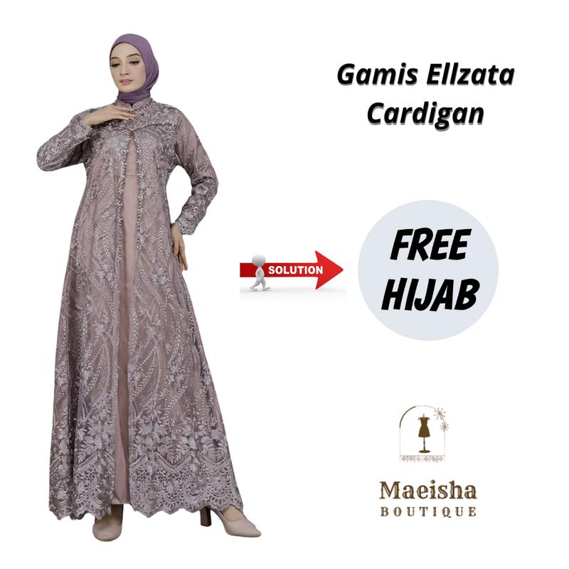 Gamis Ellzata Cardigan Free Hijab - Gamis Pesta - Gamis Wanita Terbaru - Dress Kondangan 0