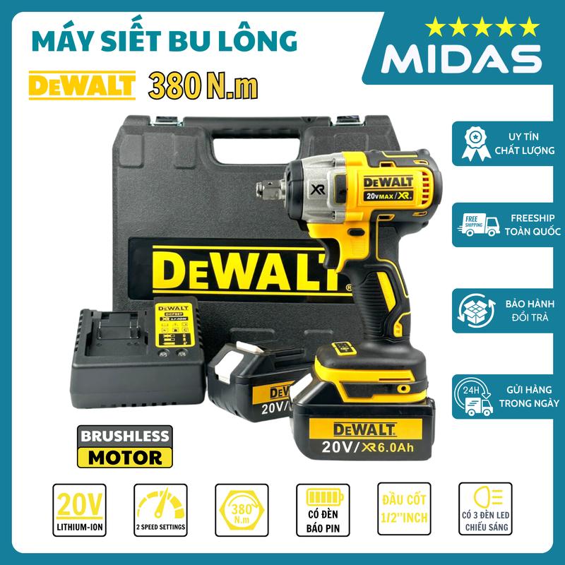 Máy siết bulong Dewalt DCF887 - 380-NM. Động Cơ không chổi than , Đầu Cốt 2 trong 1 , 2 Viên Pin 10Cell - 6Ah , Chân pin phổ thông 4cm - M21 1