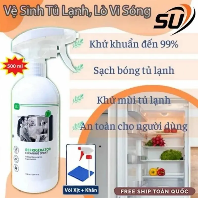[Ưu Đãi] 1 Xịt Vệ Sinh Tủ Lạnh SU X5 Chiết Xuất Thực Vật - Nano Bạc Diệt Khuẩn, Khử Mùi (Dung Tích 500ml) x it