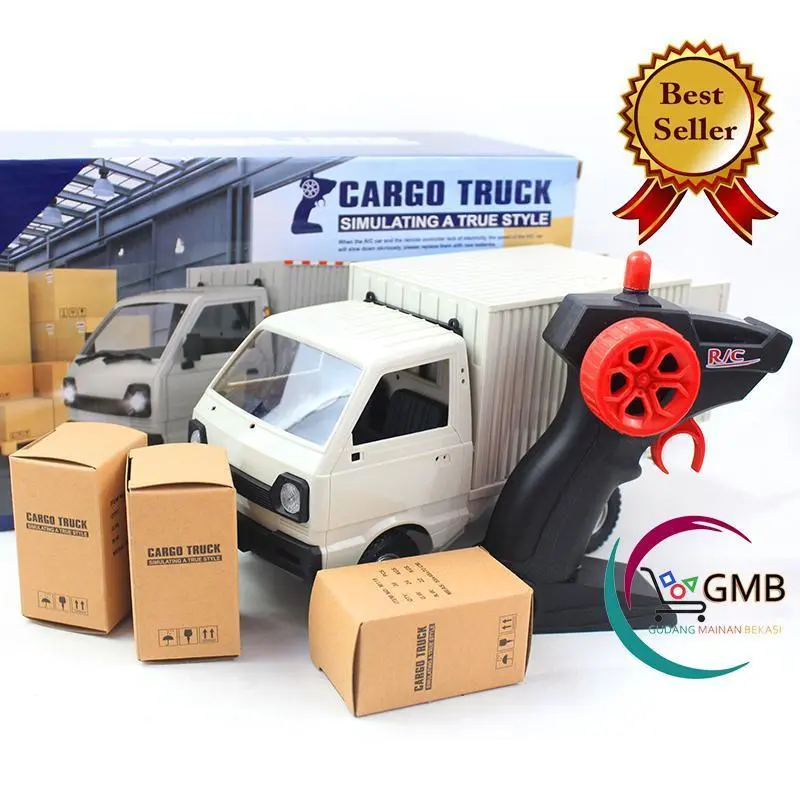 MAINAN ANAK REMOTE CONTROL MOBIL PICKUP 5A-513X MOBIL CARGO ANGKUT BARANG TERBUKA Ban Karet Free Baterai Mobil 8
