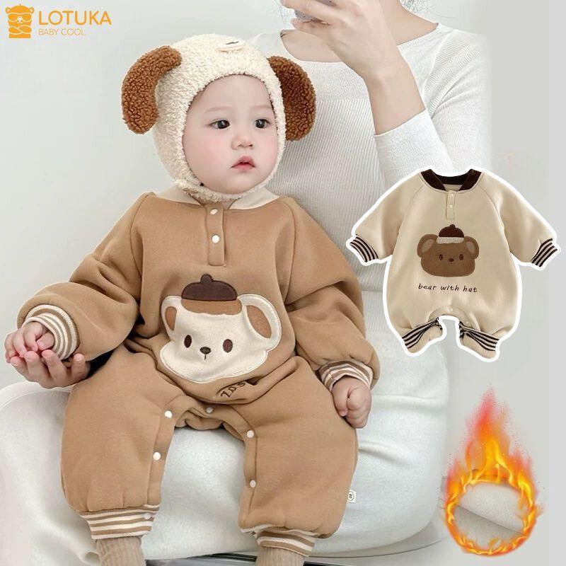 Bộ Đồ Liền Thân Nỉ Bông Gấu Mềm Ấm Áp Cho Bé, Bodysuit LOTUKA Cho Bé Trai Bé Gái, Quần Áo Trẻ Em Thu Đông 3-12kg
