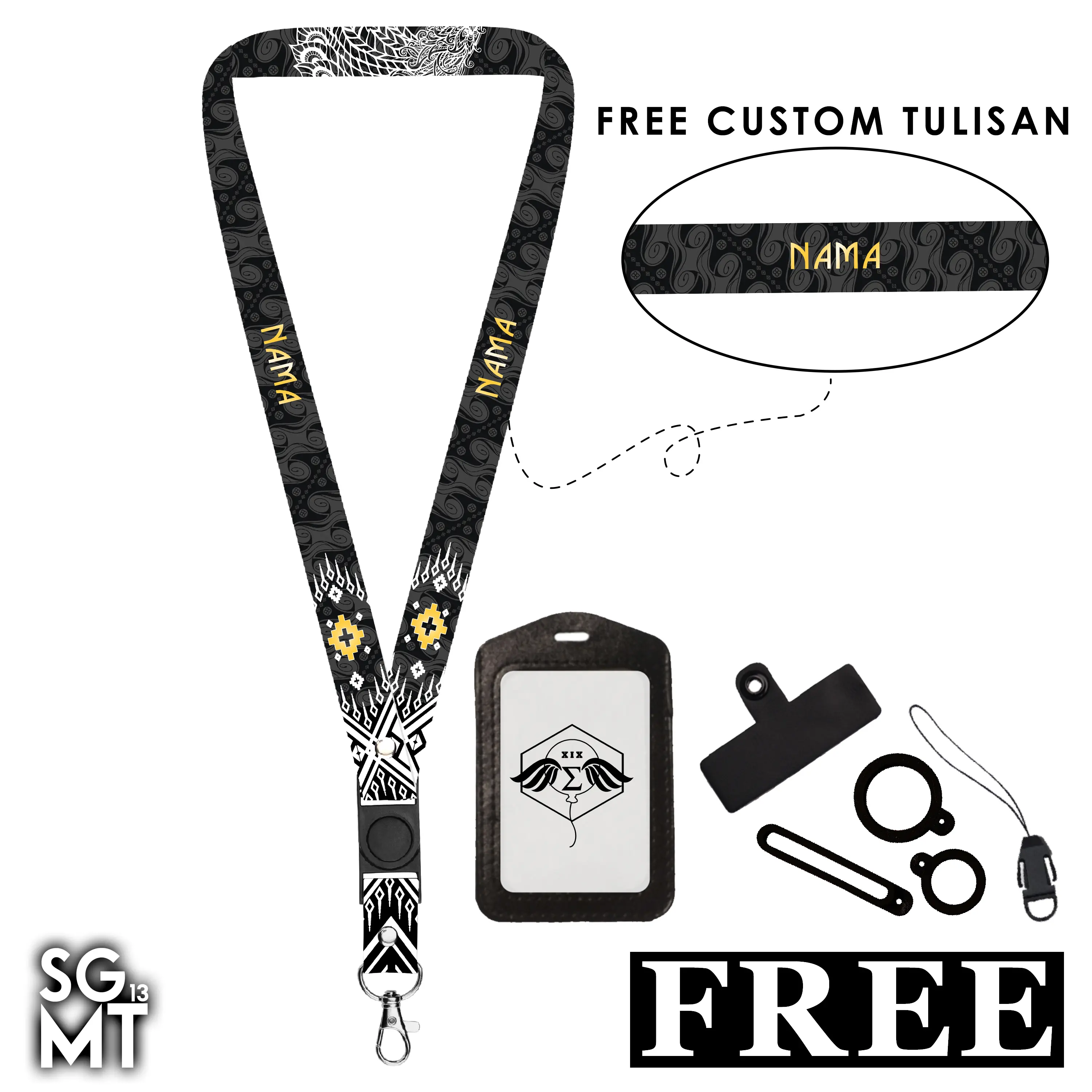 SIGMAT13 Lanyard Custom Nama 2cm Printing Full 2 Sisi termasuk card holder gantungan HP hanging wallet Design 4