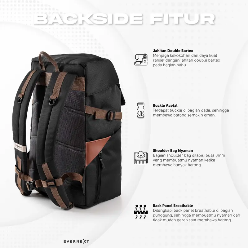 EVERNEXT Tas Ransel Pria Backpack Outdoor Arlo Tas Punggung Laptop Pria Tas Sekolah Kuliah Distro Terbaru 2