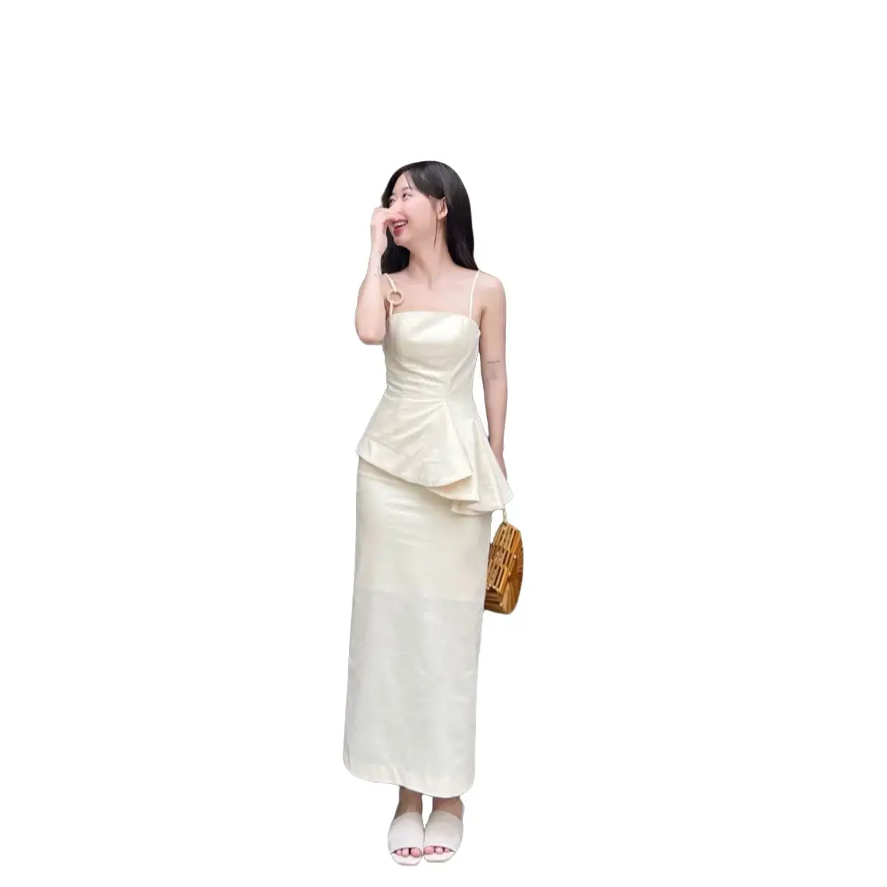 LILLIE | Set váy nữ Linen 2 dây khoen gỗ  (Top & Skirt) Women Áo Voi Nhung