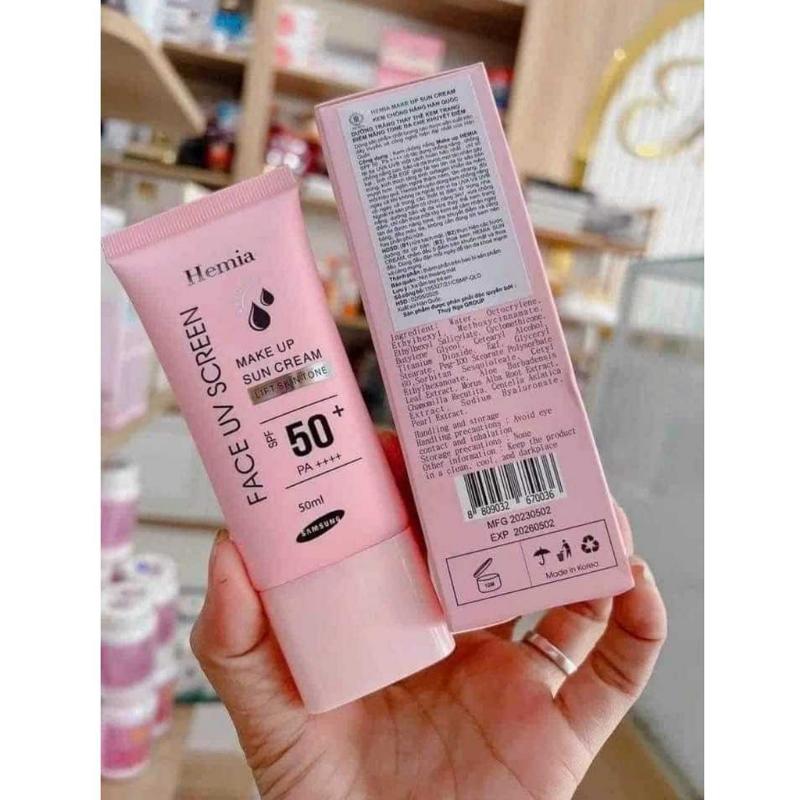Kem chống nắng HEMIA 50ml dưỡng trắng nâng tone SPF50+ tự nhiên Hàn Quốc 1