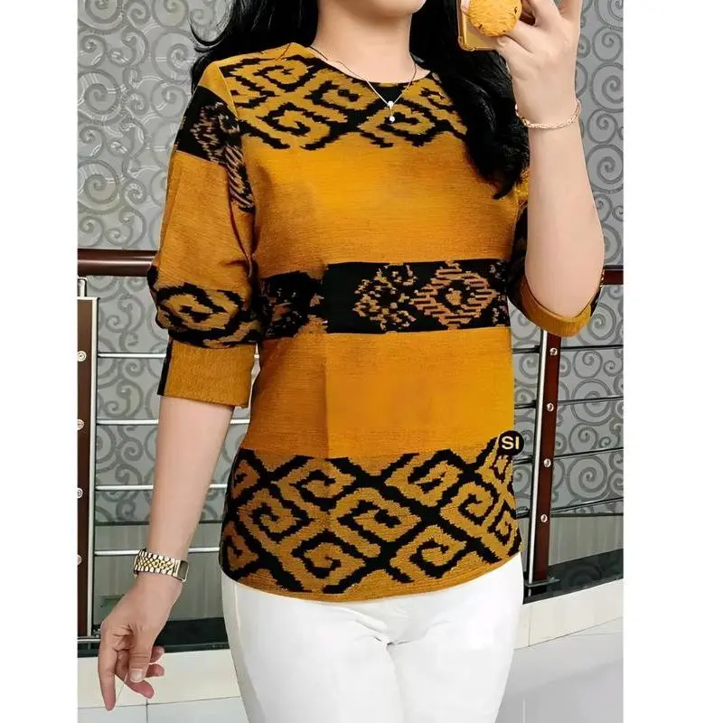 atasan blouse baju kantor/ baju wanita/ tenun motif etnik atta ethnik Katun 4