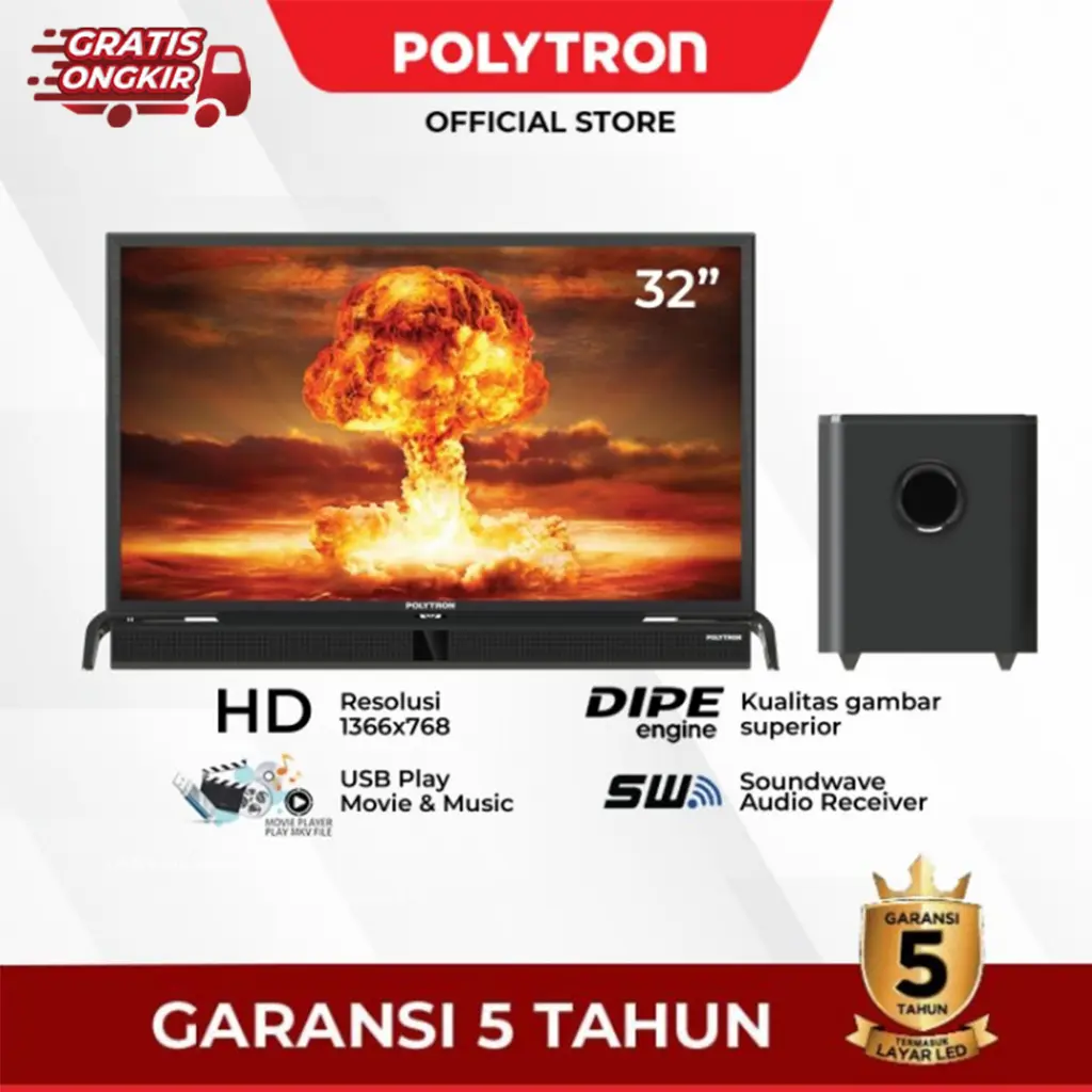 POLYTRON Cinemax Soundbar DIGITAL LED TV 32" PLD 32BV1558