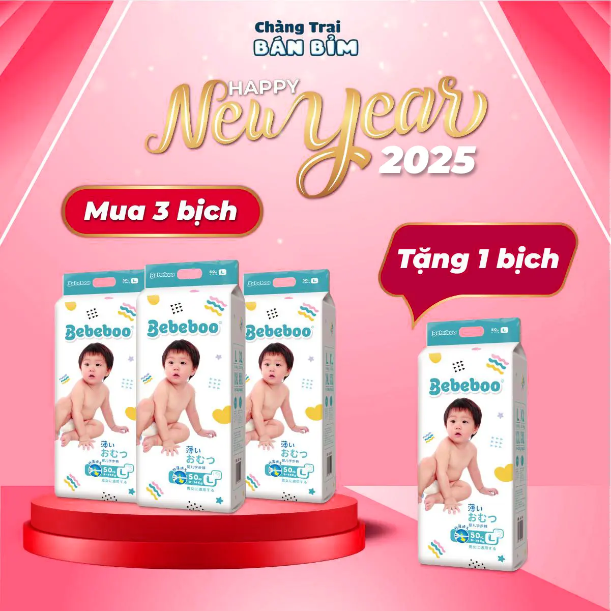 [12/12 MUA 3 TẶNG 1] Combo 4 bịch tã bỉm Bebeboo Nhật Bản an toàn, đủ size cho bé