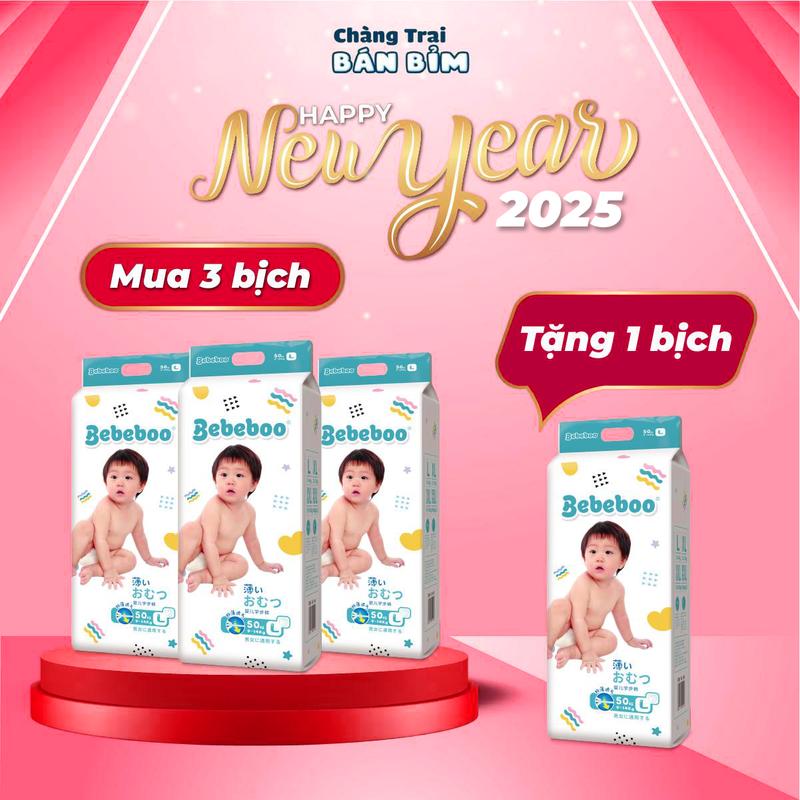   12 12 MUA 3 TẶNG 1  Combo 4 bịch tã bỉm Bebeboo Nhật Bản an toàn đủ size cho bé 