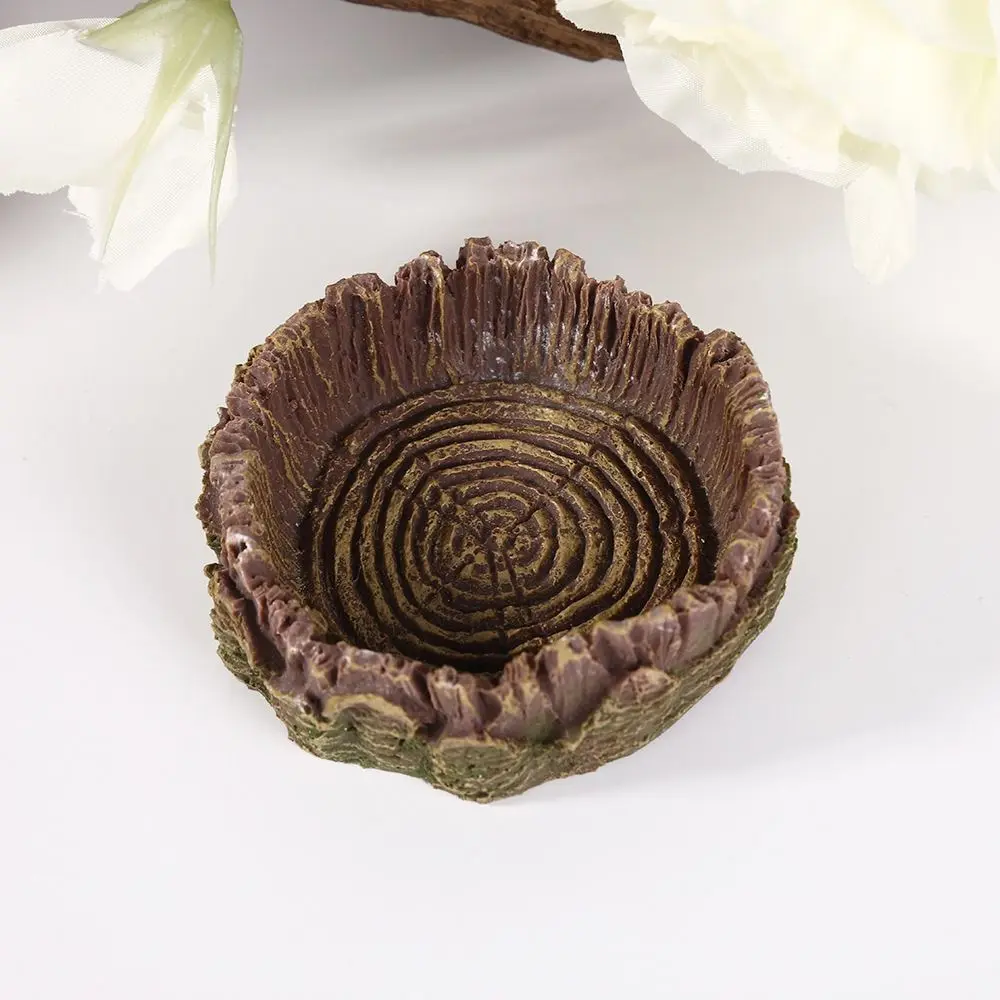 Craft Resin Reptile Food Bowl Simulated Tree Stump Artificial Reptile Dish Creative Multifunctional Pet Drinking Water Tray Snake