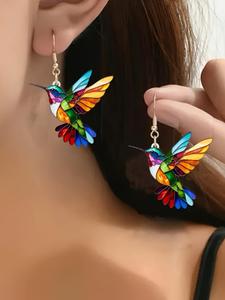 Hummingbird Design 2D Acrylic Dangle Earrings, Fashion Jewelry for Party, Daily Clothing Decor, Trendy All-match & Exquisite Jewelry for Gift