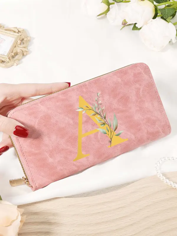 Women's Letter Pattern Long Wallet, Fashionable PU Leather Zipper Wallet for Daily Used, Casual Trendy Versatile High-quality Daily Wallet 6