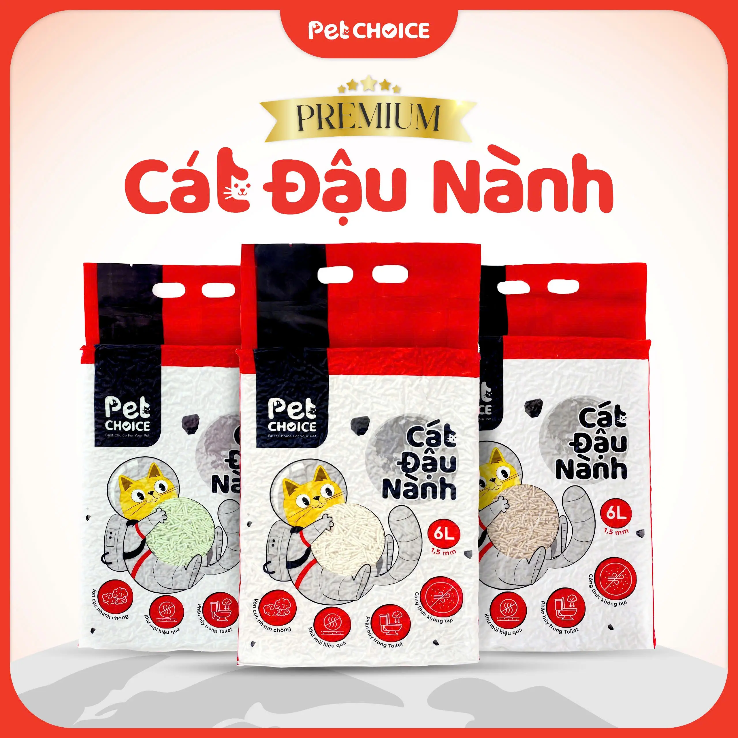 Cát đậu nành PetChoice Premium 6L cho mèo - Khử mùi tốt nhất, an toàn cho thú cưng TÚI ĐỎ
