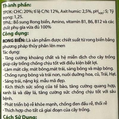 Phân bón Rong biển đậm đặc (chai 500ml) mát bông, mát trái, chống rụng bông trái, tăng cường đậu trái, siêu kích đọt bật chồi cực mạnh, lá to xanh dày bóng mướt, ra rễ cực nhanh, cải tạo đất tơi xốp, phục hồi cây sau thu hoạch, cây suy yếu. 3