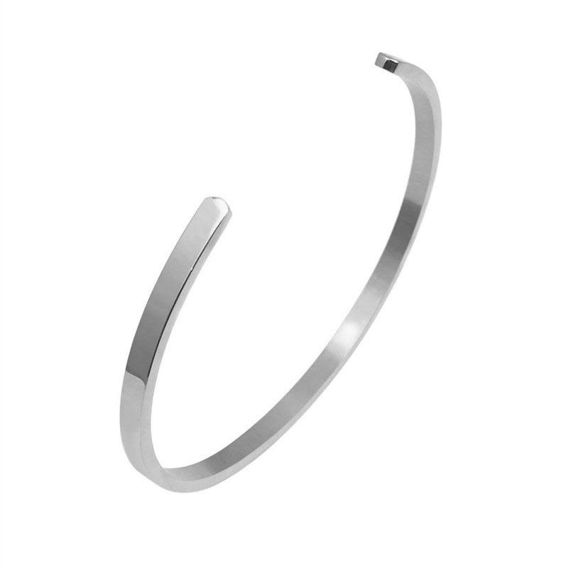 Vòng Tay Thép Không Gỉ, Thương Hiệu Thời Trang Mới, Loại C 4Mm, Phong Cách Đơn Giản, Vòng Tay Mở Nữ Bằng Thép Titan 7