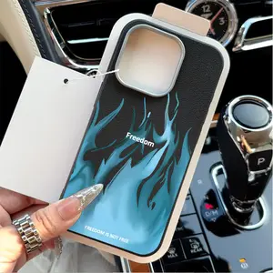 Berlaku untuk iPhone Kasus ponsel Api biru adalah "kebebasan". 11 12  13 14 15 16 Bahan TPU Tekstur Kulit Kasus ponsel iPhone 11 PRO MAX 12 PRO MAX 13 PRO MAX 14 14PLUS 14PRO MAX 15 15PLUS 15PRO MAX 16PRO MAX Casing yang