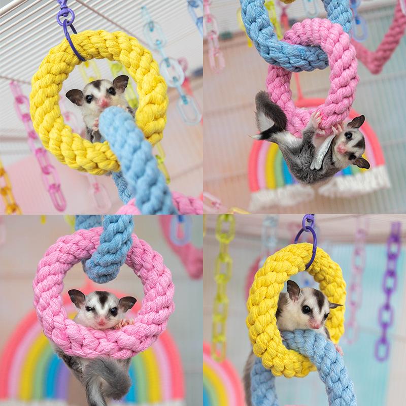Product Introduction of Hamster Climbing Rope Toys Sugar Glider Cage Accessories Hanging Swing Cage Toy Bird Rope Swing Toy for Climbing Exercising 1