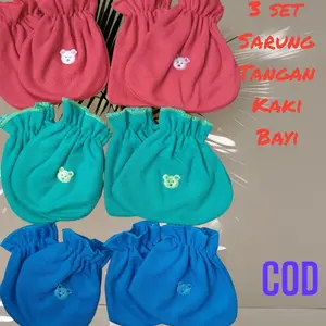 3 Set Sarung Tangan Kaki Bayi Baru Lahir Warna Polos Rainbow talitababy katun newborn