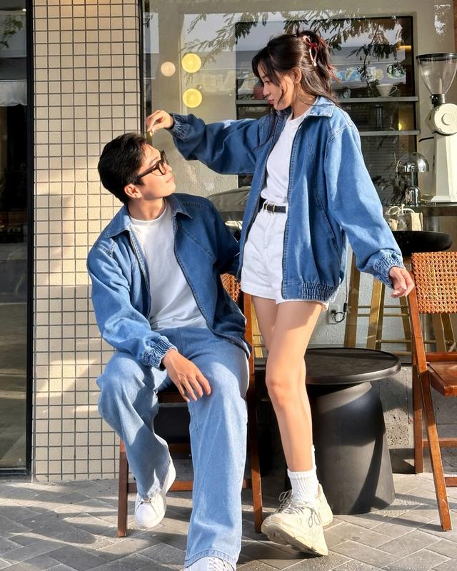 Áo khoác Jeans Dây Kéo Nam Nữ UNISEX xanh wash cổ bẻ phối khoá đồng KB3 4 Túi Có Túi Trong